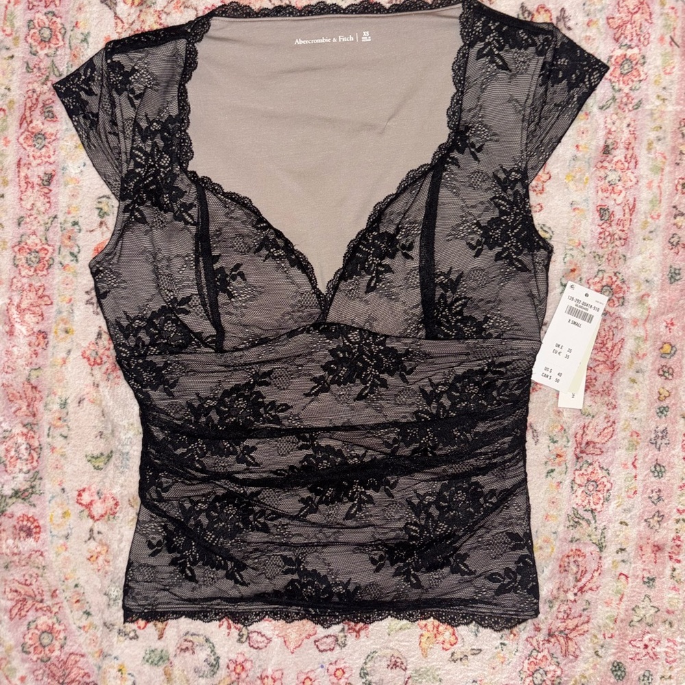 Abercrombie & Fitch Sheer Black Lace Chemise